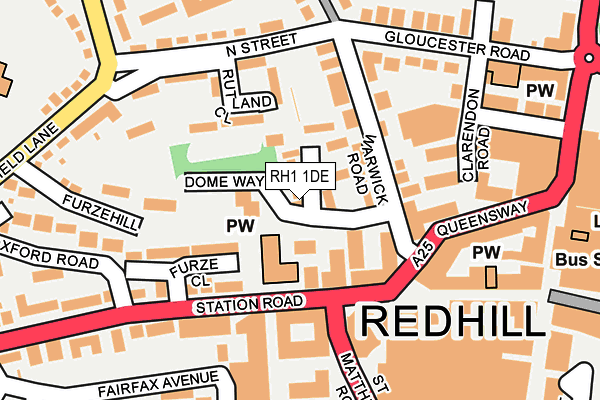 RH1 1DE map - OS OpenMap – Local (Ordnance Survey)