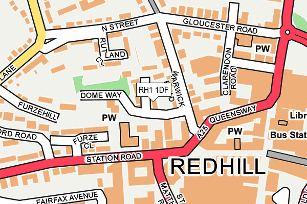 RH1 1DF map - OS OpenMap – Local (Ordnance Survey)