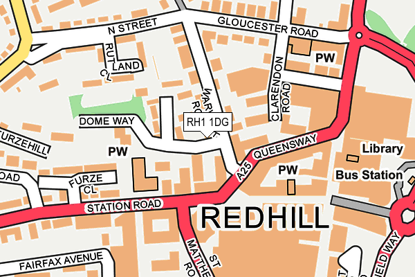RH1 1DG map - OS OpenMap – Local (Ordnance Survey)