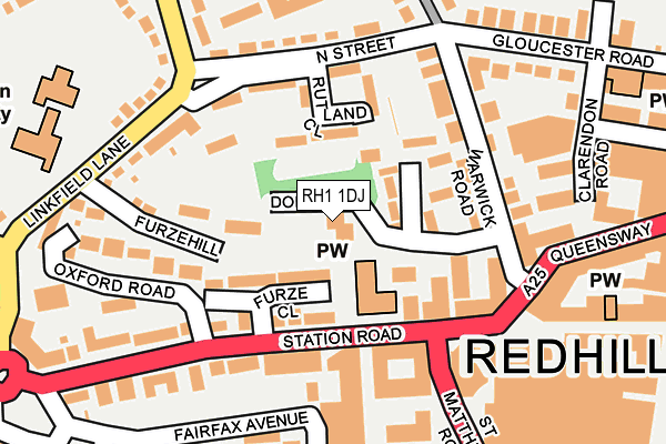 RH1 1DJ map - OS OpenMap – Local (Ordnance Survey)