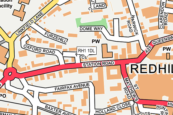 RH1 1DL map - OS OpenMap – Local (Ordnance Survey)