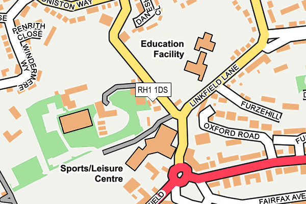 RH1 1DS map - OS OpenMap – Local (Ordnance Survey)
