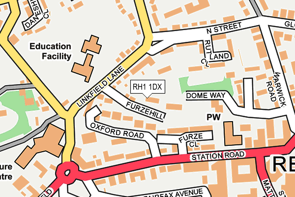 RH1 1DX map - OS OpenMap – Local (Ordnance Survey)