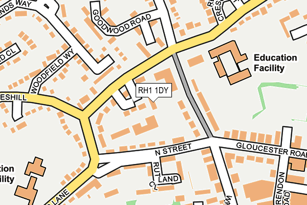 RH1 1DY map - OS OpenMap – Local (Ordnance Survey)