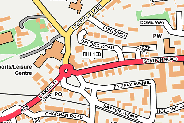 RH1 1EB map - OS OpenMap – Local (Ordnance Survey)