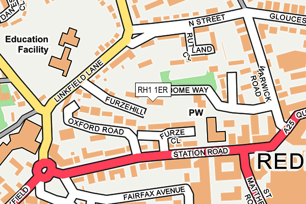 RH1 1ER map - OS OpenMap – Local (Ordnance Survey)