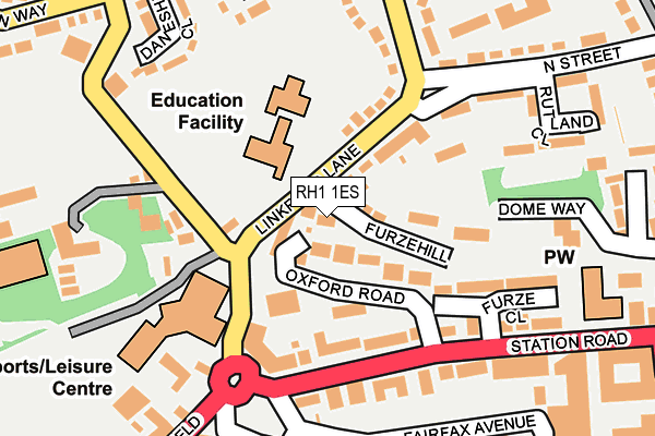 RH1 1ES map - OS OpenMap – Local (Ordnance Survey)