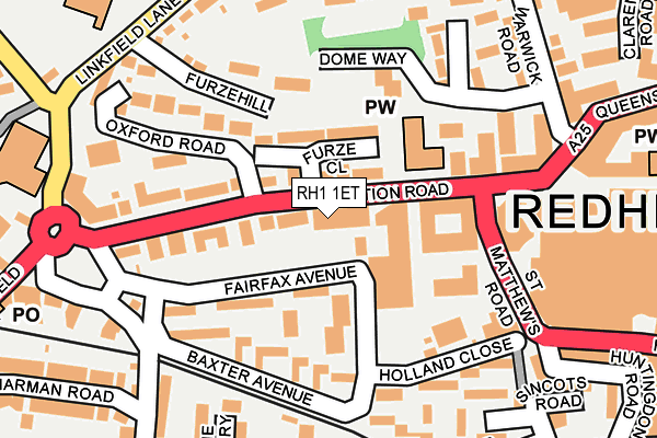 RH1 1ET map - OS OpenMap – Local (Ordnance Survey)