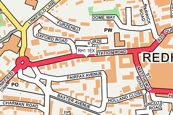 RH1 1EX map - OS OpenMap – Local (Ordnance Survey)