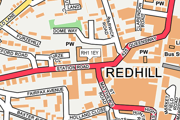 RH1 1EY map - OS OpenMap – Local (Ordnance Survey)