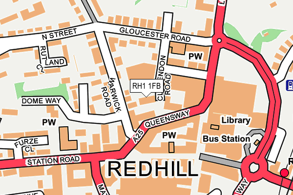 RH1 1FB map - OS OpenMap – Local (Ordnance Survey)