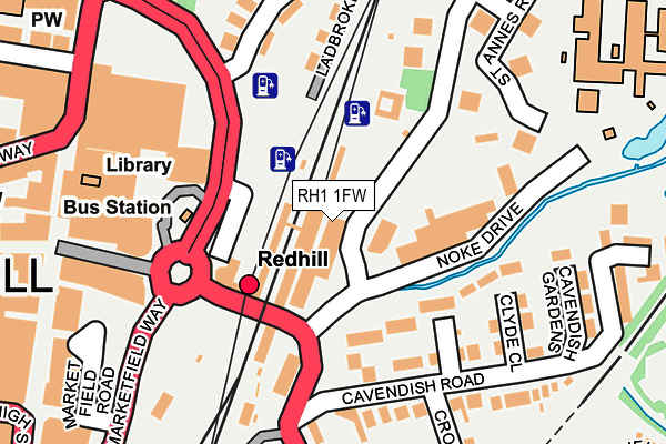 RH1 1FW map - OS OpenMap – Local (Ordnance Survey)