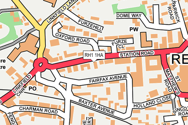 RH1 1HA map - OS OpenMap – Local (Ordnance Survey)