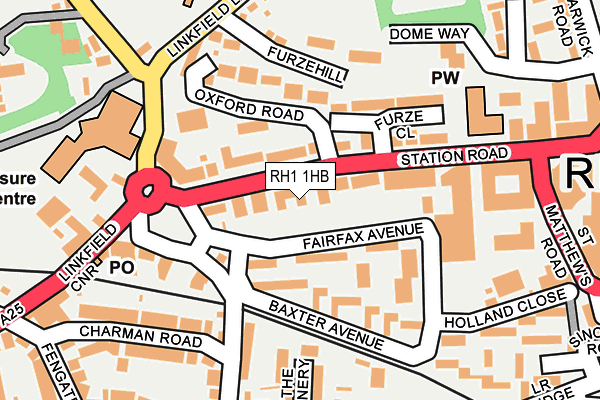 RH1 1HB map - OS OpenMap – Local (Ordnance Survey)