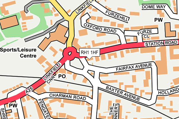 RH1 1HF map - OS OpenMap – Local (Ordnance Survey)