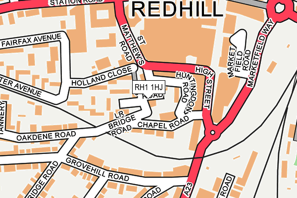 RH1 1HJ map - OS OpenMap – Local (Ordnance Survey)