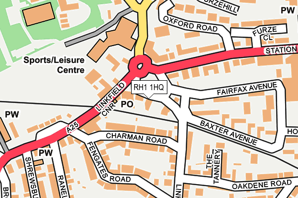 RH1 1HQ map - OS OpenMap – Local (Ordnance Survey)