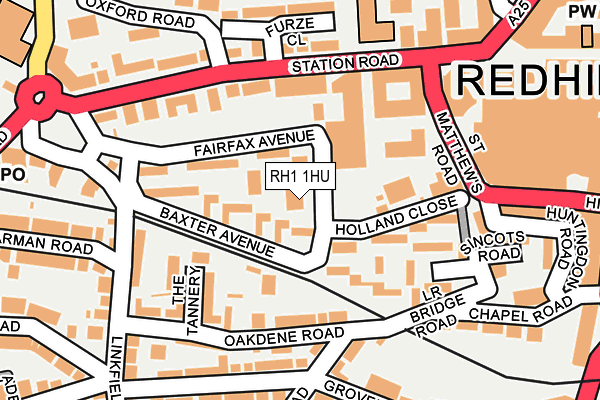 RH1 1HU map - OS OpenMap – Local (Ordnance Survey)