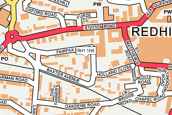 RH1 1HX map - OS OpenMap – Local (Ordnance Survey)