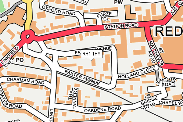 RH1 1HY map - OS OpenMap – Local (Ordnance Survey)