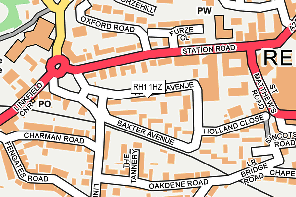 RH1 1HZ map - OS OpenMap – Local (Ordnance Survey)