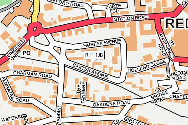 RH1 1JB map - OS OpenMap – Local (Ordnance Survey)