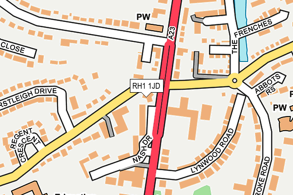 RH1 1JD map - OS OpenMap – Local (Ordnance Survey)
