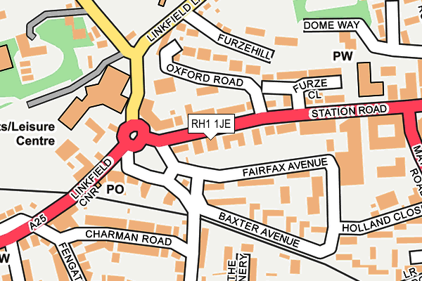 RH1 1JE map - OS OpenMap – Local (Ordnance Survey)