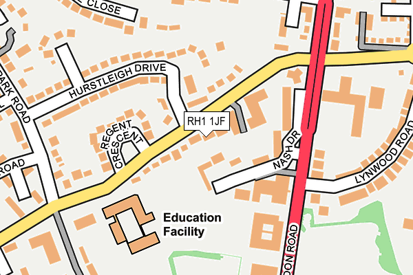 RH1 1JF map - OS OpenMap – Local (Ordnance Survey)