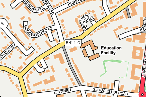 RH1 1JG map - OS OpenMap – Local (Ordnance Survey)