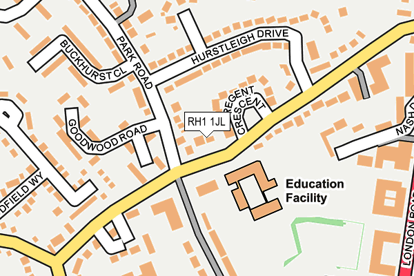 RH1 1JL map - OS OpenMap – Local (Ordnance Survey)