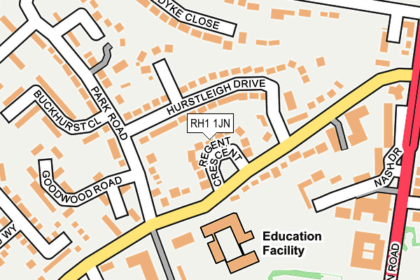 RH1 1JN map - OS OpenMap – Local (Ordnance Survey)