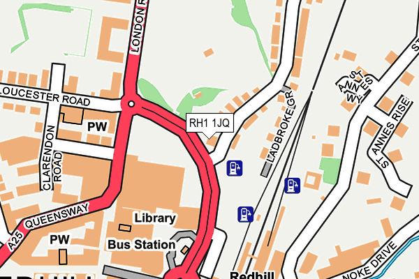 RH1 1JQ map - OS OpenMap – Local (Ordnance Survey)