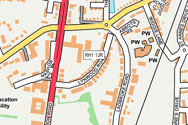 RH1 1JR map - OS OpenMap – Local (Ordnance Survey)