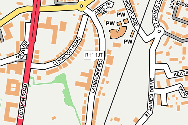 RH1 1JT map - OS OpenMap – Local (Ordnance Survey)