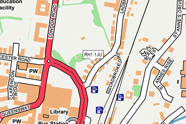 RH1 1JU map - OS OpenMap – Local (Ordnance Survey)