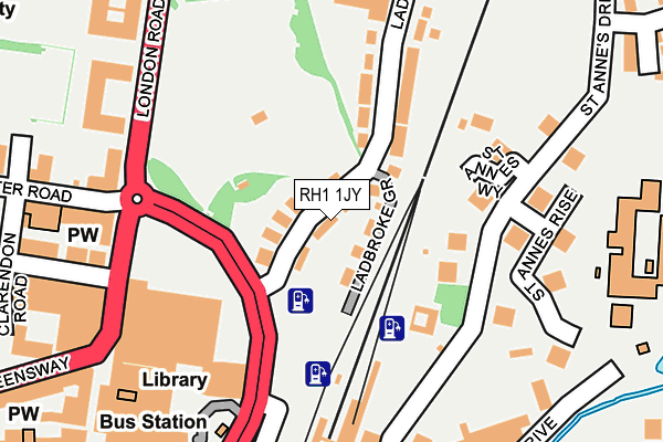 RH1 1JY map - OS OpenMap – Local (Ordnance Survey)