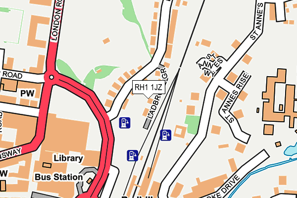 RH1 1JZ map - OS OpenMap – Local (Ordnance Survey)