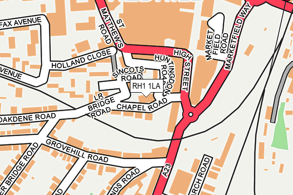 RH1 1LA map - OS OpenMap – Local (Ordnance Survey)