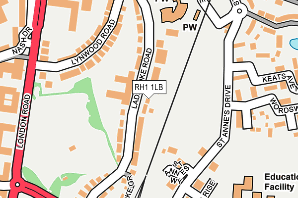 RH1 1LB map - OS OpenMap – Local (Ordnance Survey)