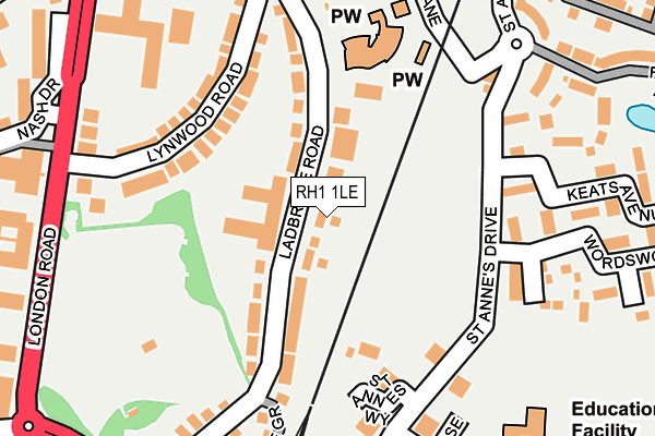 RH1 1LE map - OS OpenMap – Local (Ordnance Survey)