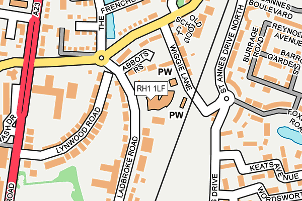 RH1 1LF map - OS OpenMap – Local (Ordnance Survey)