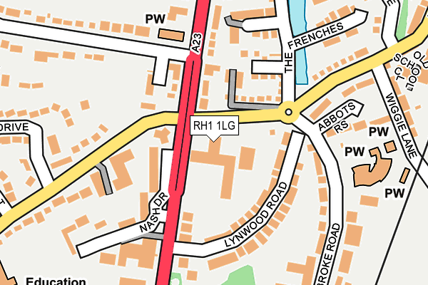 RH1 1LG map - OS OpenMap – Local (Ordnance Survey)