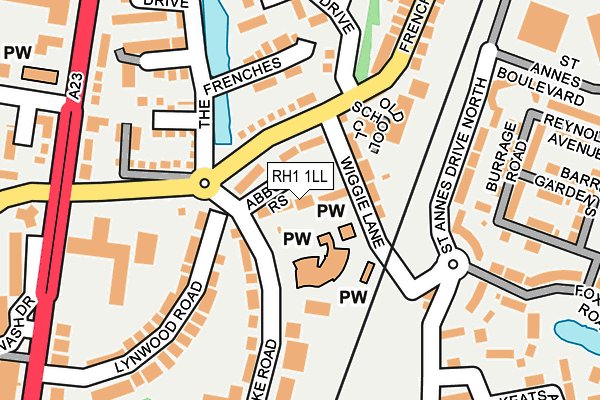 RH1 1LL map - OS OpenMap – Local (Ordnance Survey)