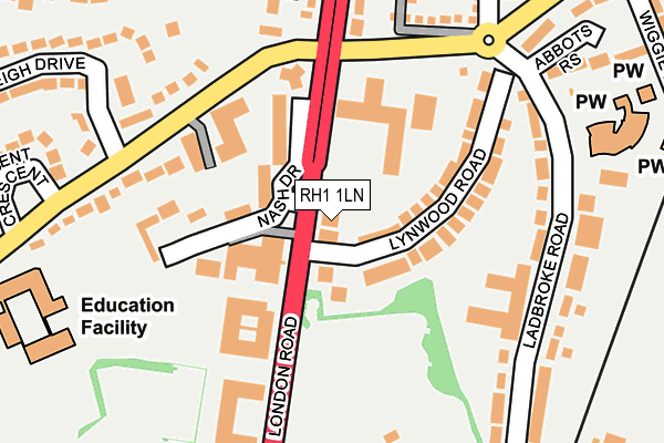 RH1 1LN map - OS OpenMap – Local (Ordnance Survey)
