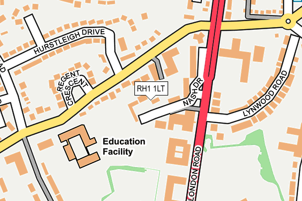 RH1 1LT map - OS OpenMap – Local (Ordnance Survey)