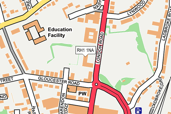 RH1 1NA map - OS OpenMap – Local (Ordnance Survey)