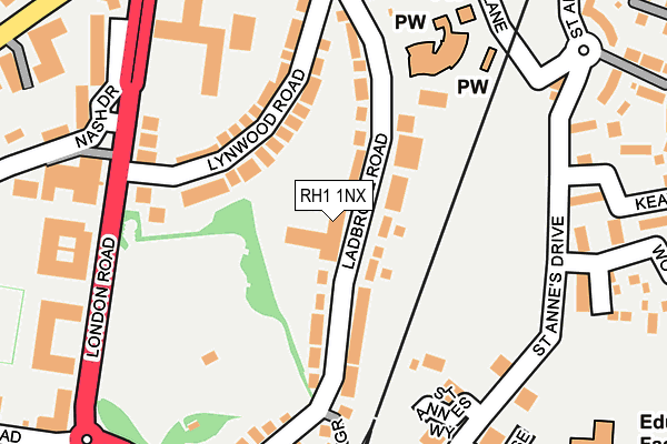 RH1 1NX map - OS OpenMap – Local (Ordnance Survey)
