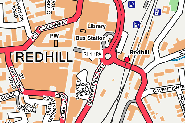 RH1 1PA map - OS OpenMap – Local (Ordnance Survey)
