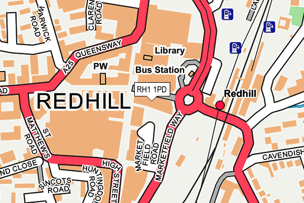RH1 1PD map - OS OpenMap – Local (Ordnance Survey)
